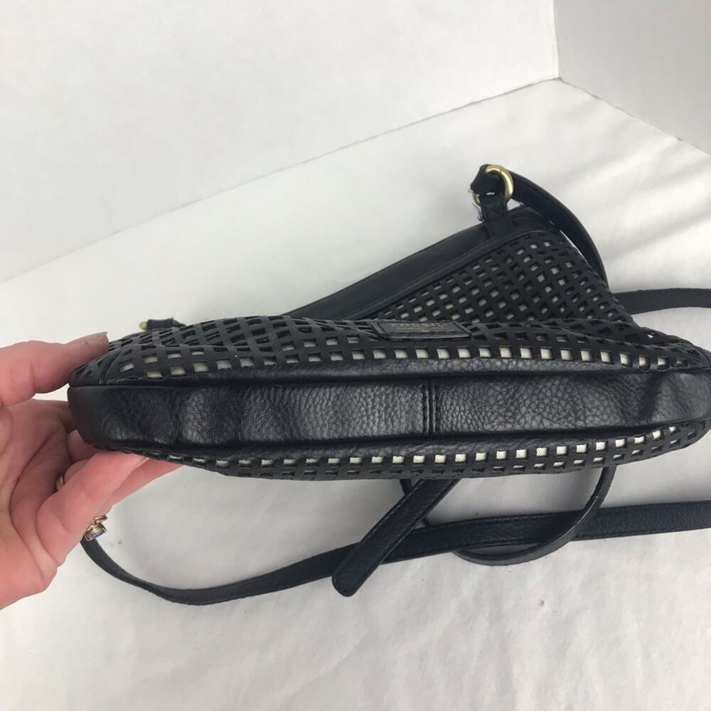 Fossil Black Leather Cut Out Crossbody Bag - Picture 11 of 12